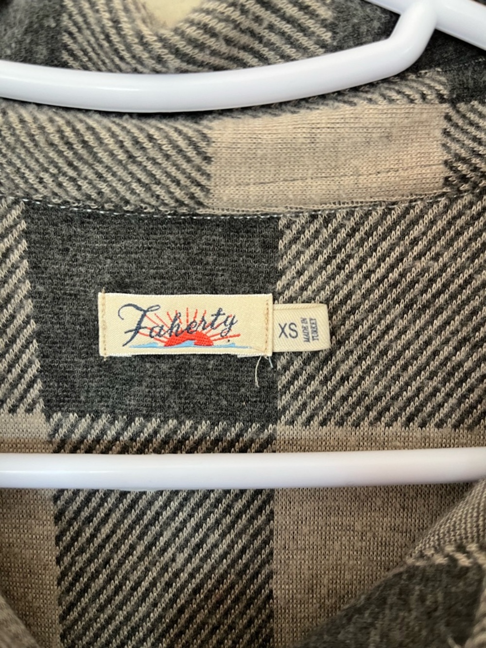 Faherty Black & Cream Plaid Button-Down Shirt Jacket - Picture 3 of 5